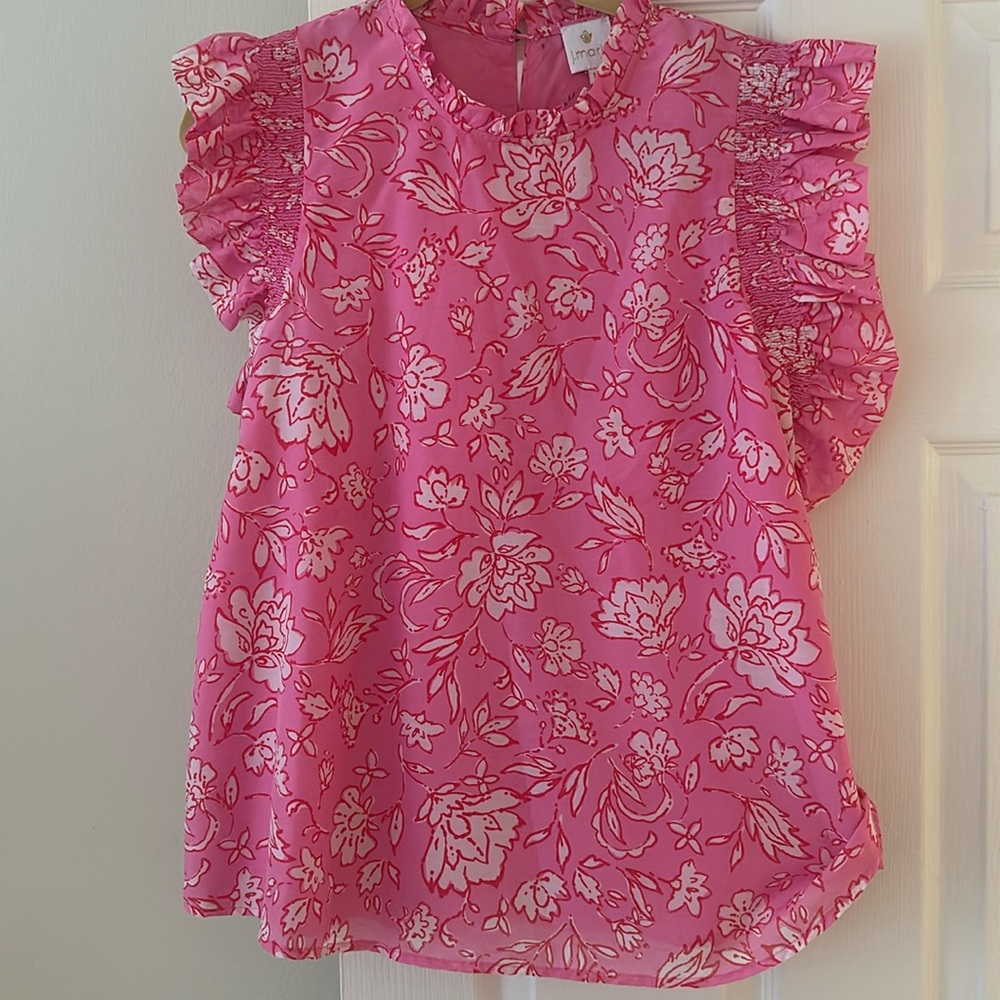 J. Marie pink floral blouse.